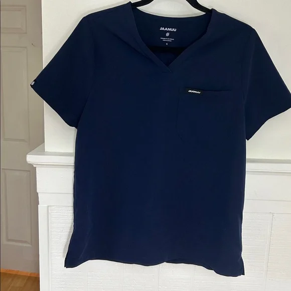 Jaanuu Navy Blue One Pocket Women’s Scrub Top size Small - Picture 2 of 5